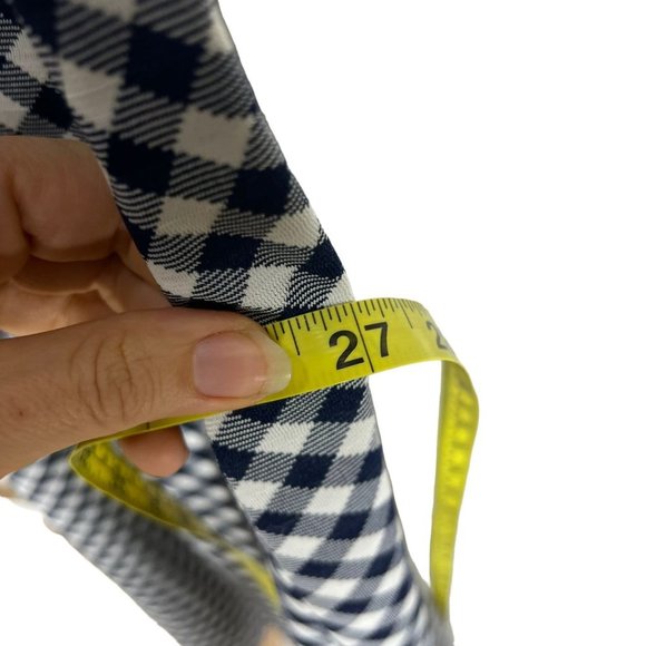 Vintage 60s Blue White Gingham Pattern Long Sleeve Full Length Dress Large - Picture 10 of 11